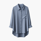 Button-Front Shirt – Chest Pocket – Curved Hem