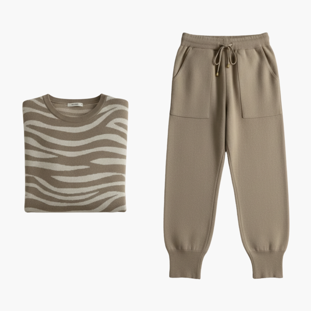 Knit Lounge Set – Striped Sweater – Jogger Pants