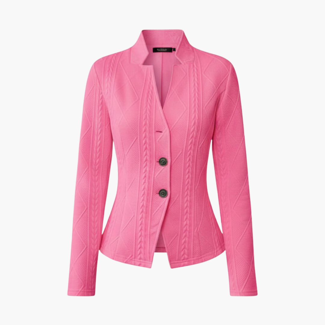 Blazer Jacket with Lapel Collar and Button Closure