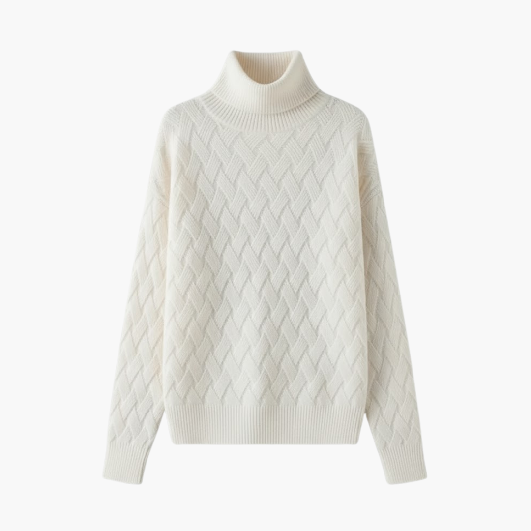 Turtleneck Sweater – Woven Knit Texture