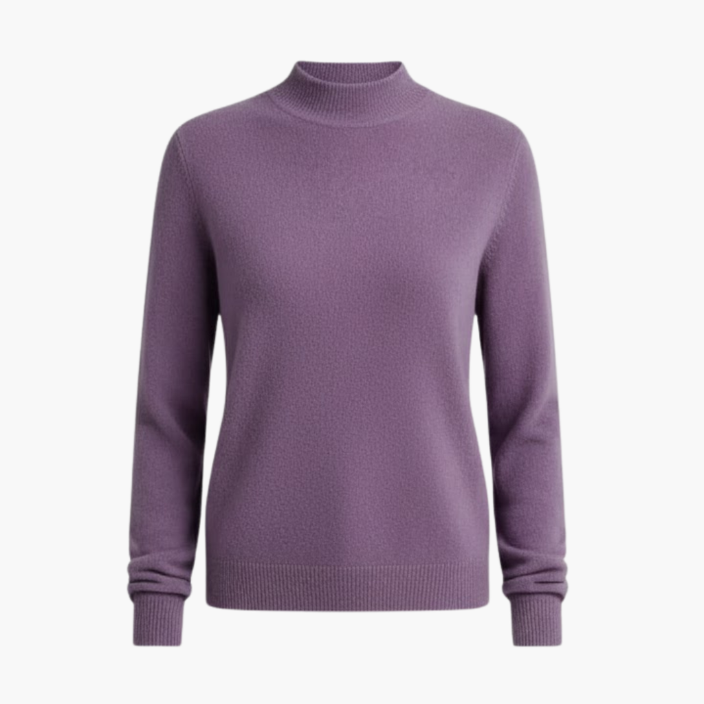 Sweater – Draped Neckline – Ribbed Cuffs