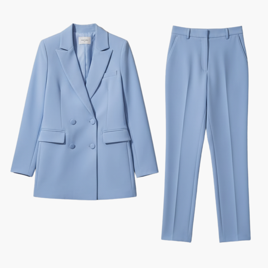 Two-Piece Suit Set – Blazer and Straight-Leg Trousers