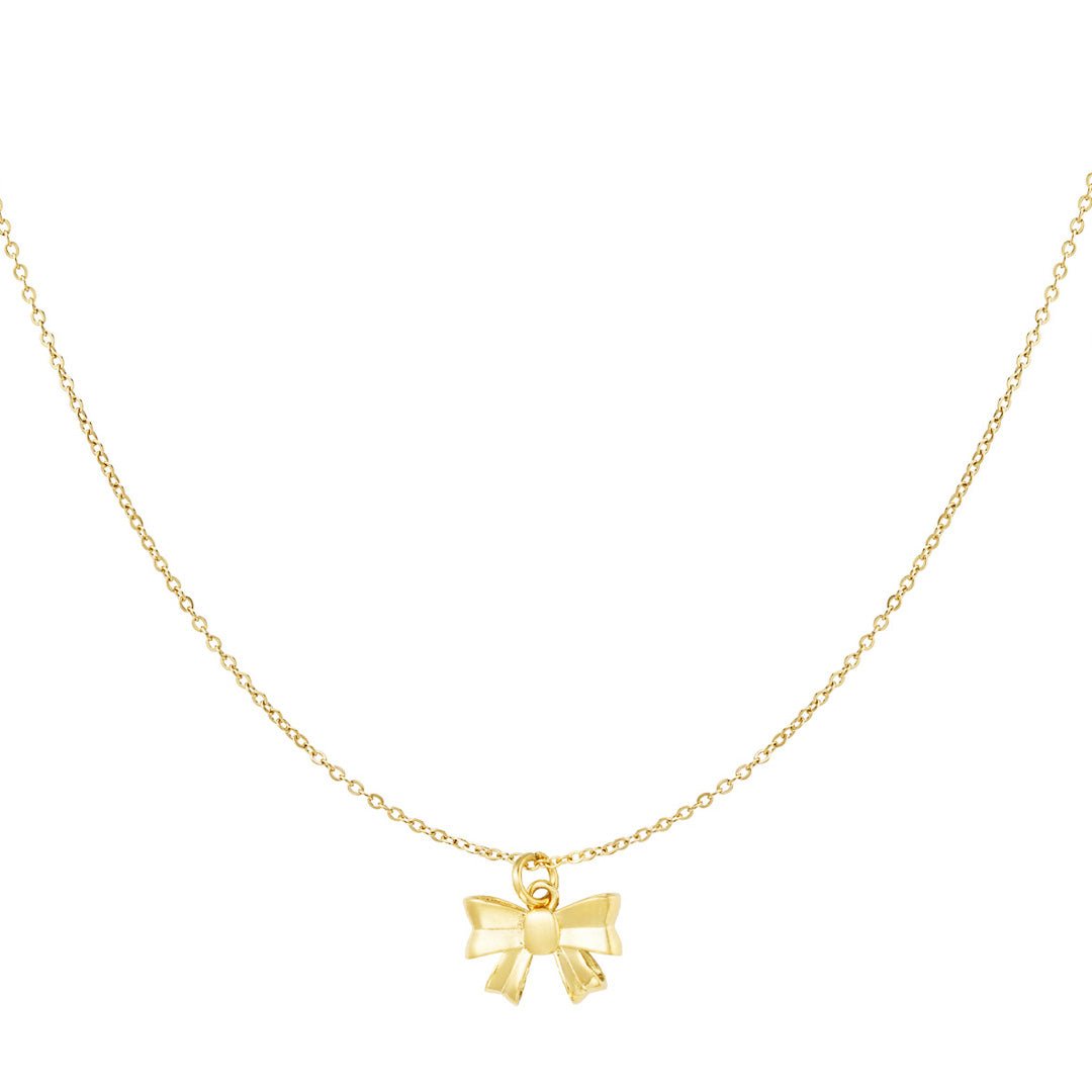 Cute Bow Necklace Gold – Sweet Bow Pendant Chain for Women