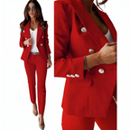 Two-Piece Suit Set – Blazer and Straight-Leg Pants