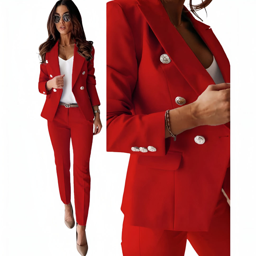 Two-Piece Suit Set – Blazer and Straight-Leg Pants