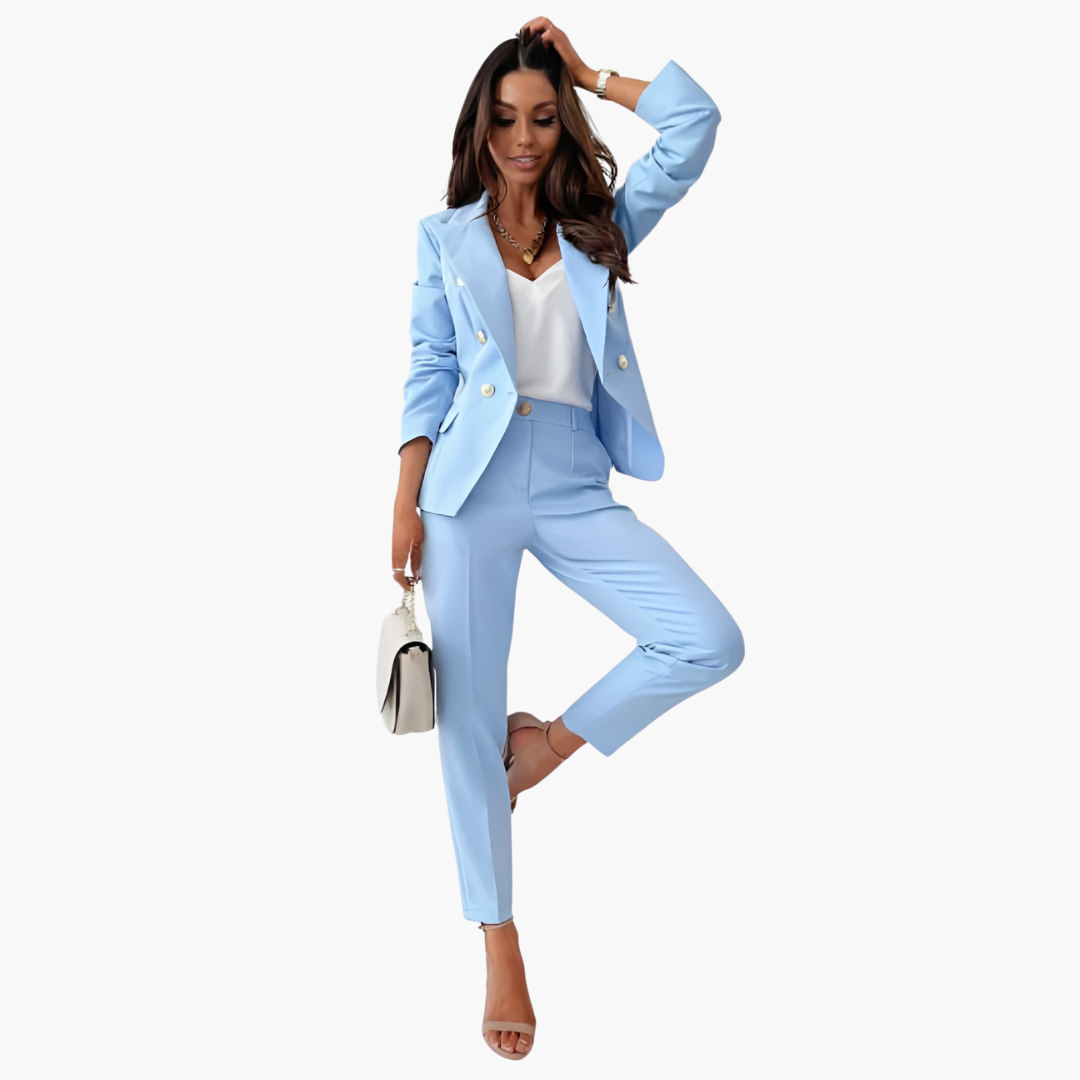 Two-Piece Suit Set – Blazer and Straight-Leg Pants