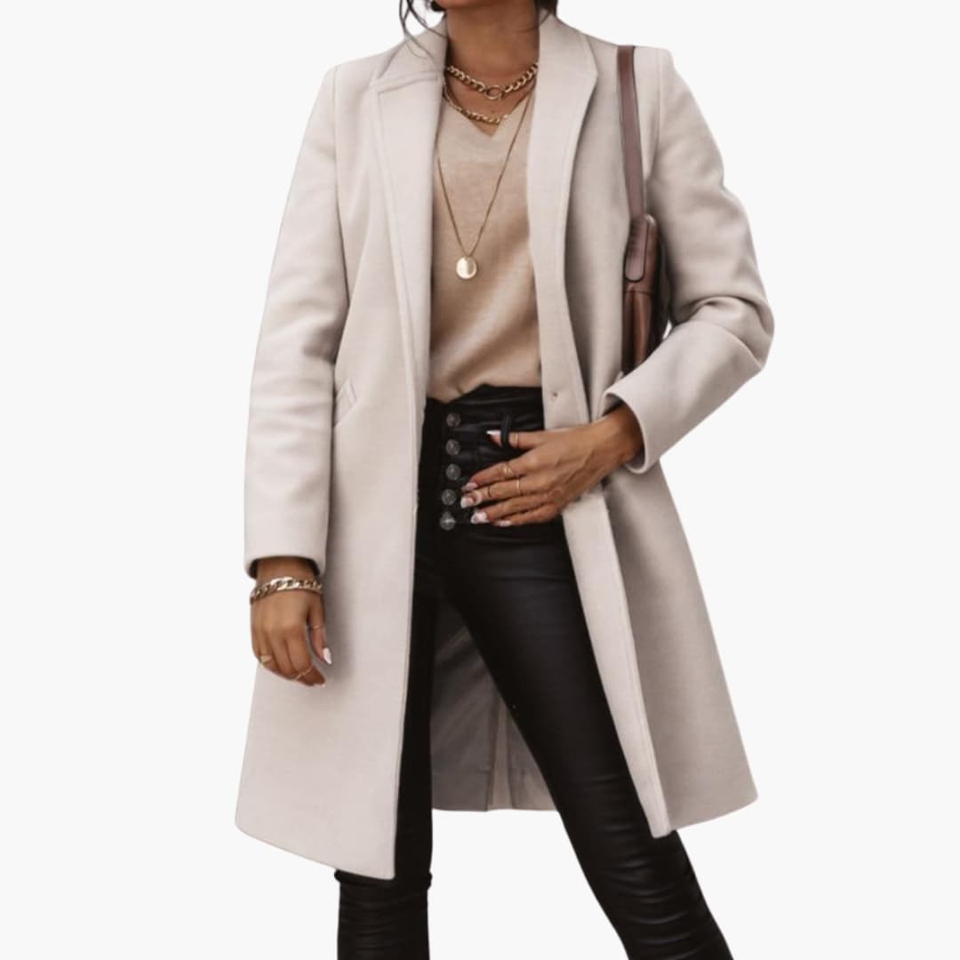 Long Coat – Collar Detail – Button Closure