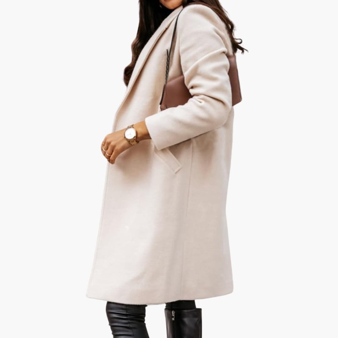 Long Coat – Collar Detail – Button Closure