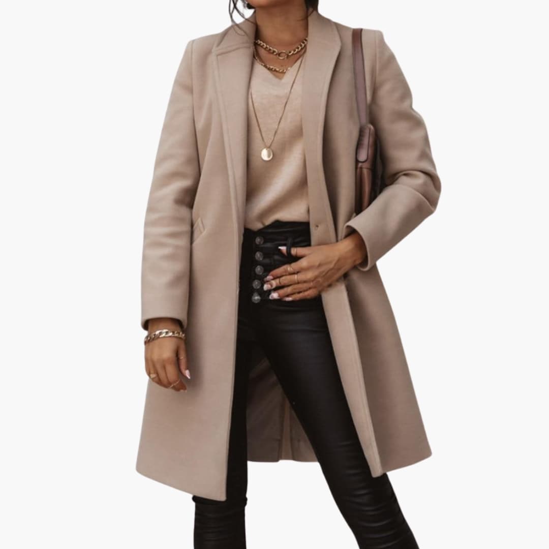 Long Coat – Collar Detail – Button Closure