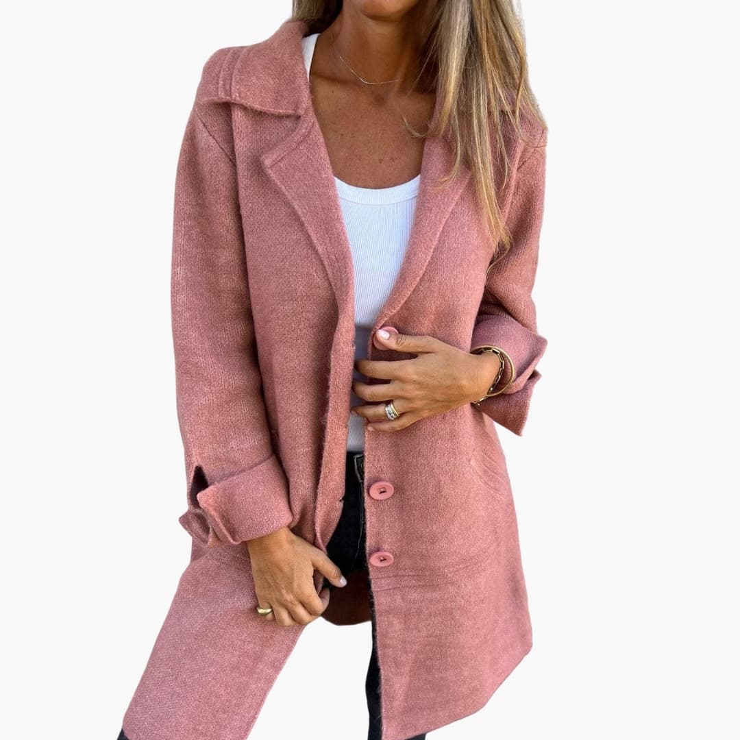 Long Coat – Button Closure – Front Pockets
