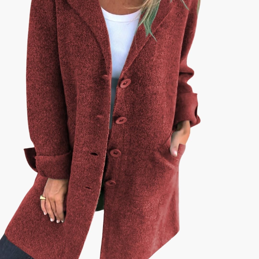 Long Coat – Button Closure – Front Pockets