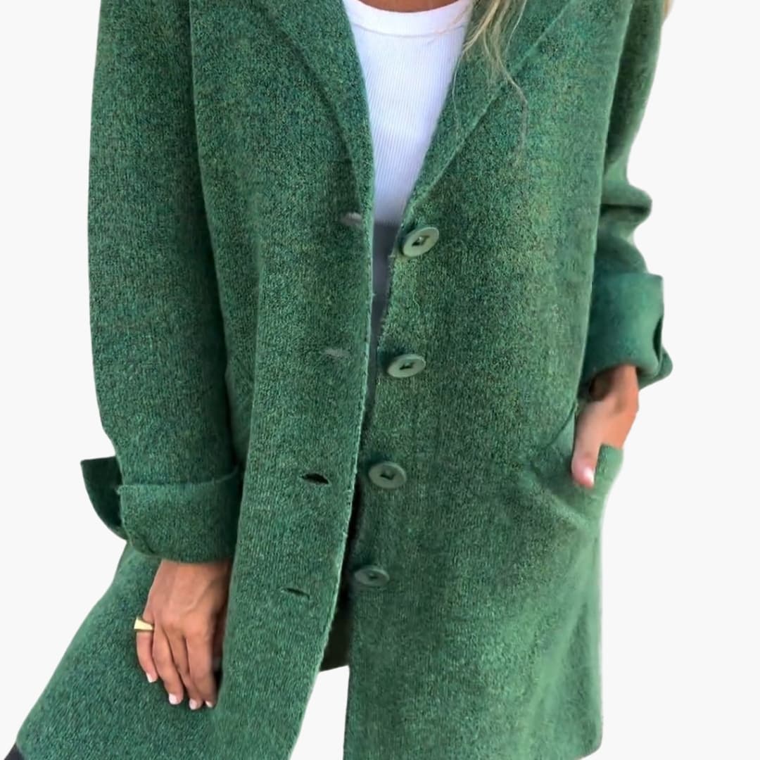 Long Coat – Button Closure – Front Pockets