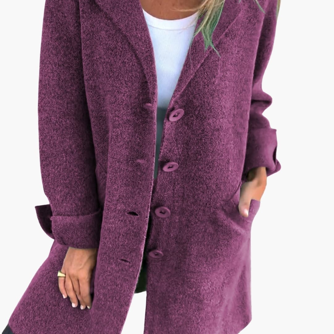 Long Coat – Button Closure – Front Pockets