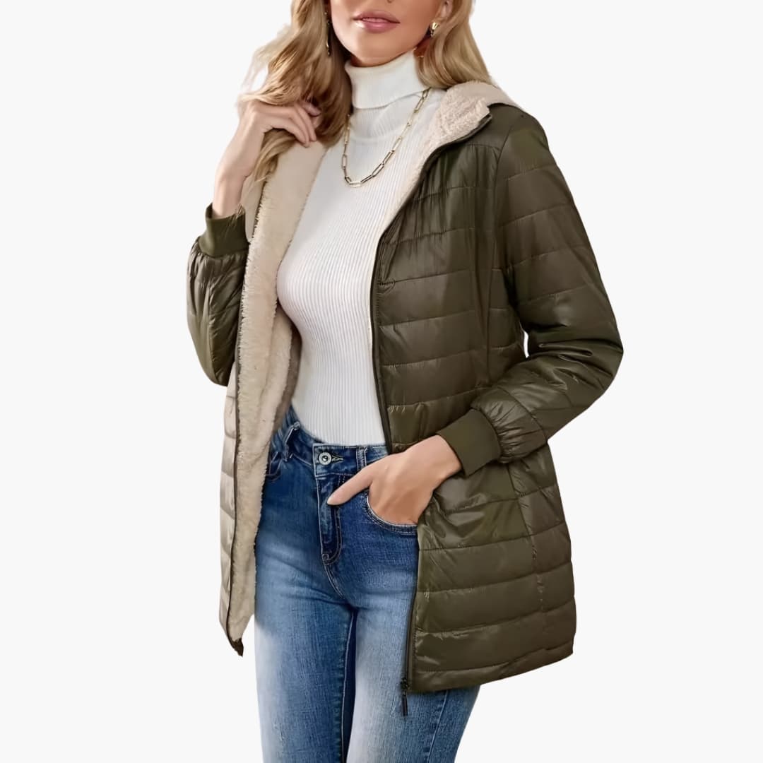 Women's Coat with Zipper and Hood