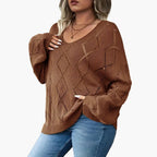 Women's Oversized Sweater with Round Neck and Long Sleeves