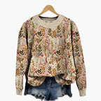 Women's Sweater with Round Neck and Ribbed Cuffs