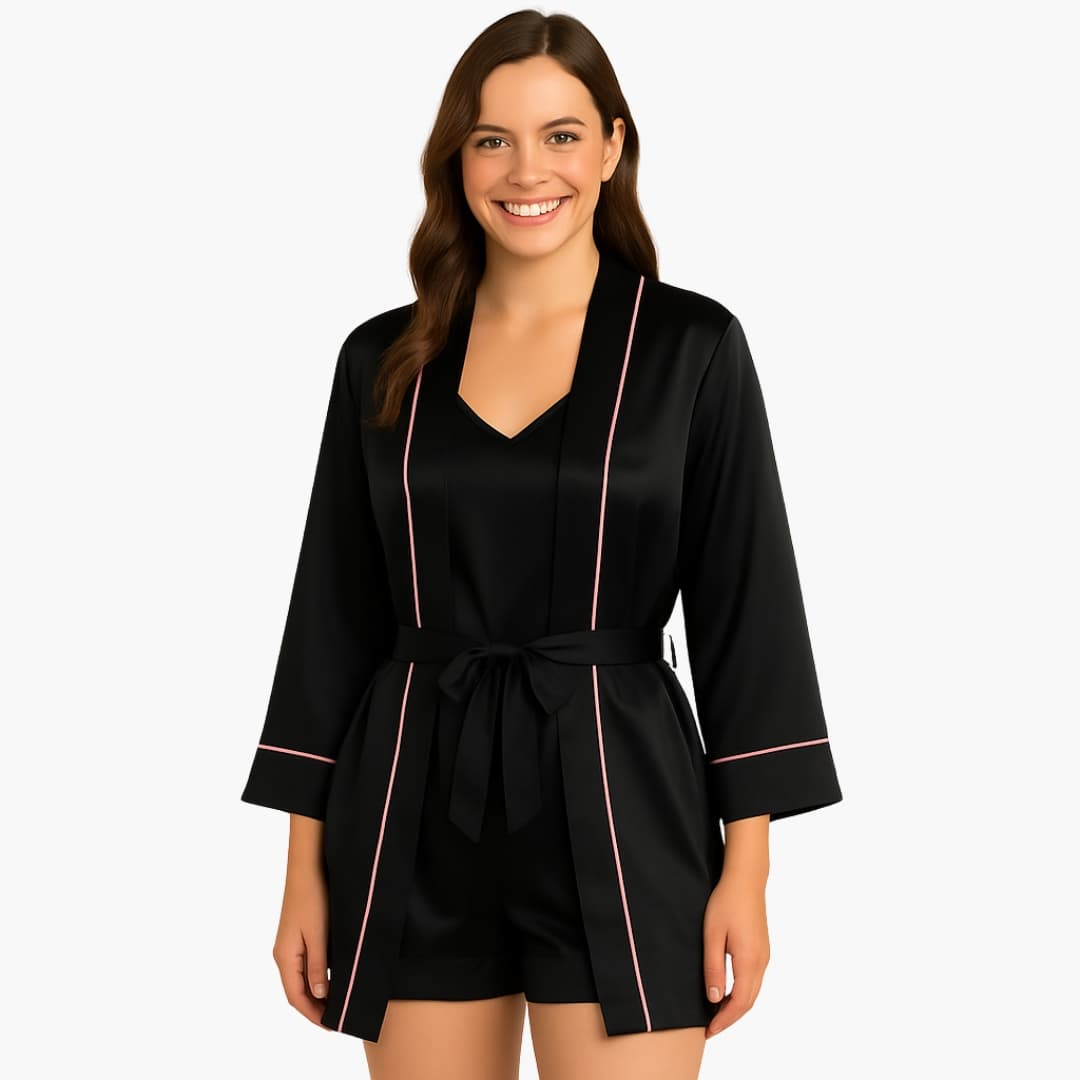 Satin Pajama Set – Kimono Top