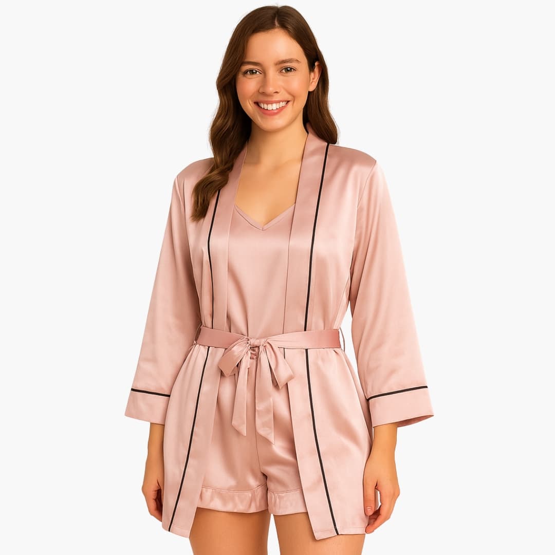 Satin Pajama Set – Kimono Top