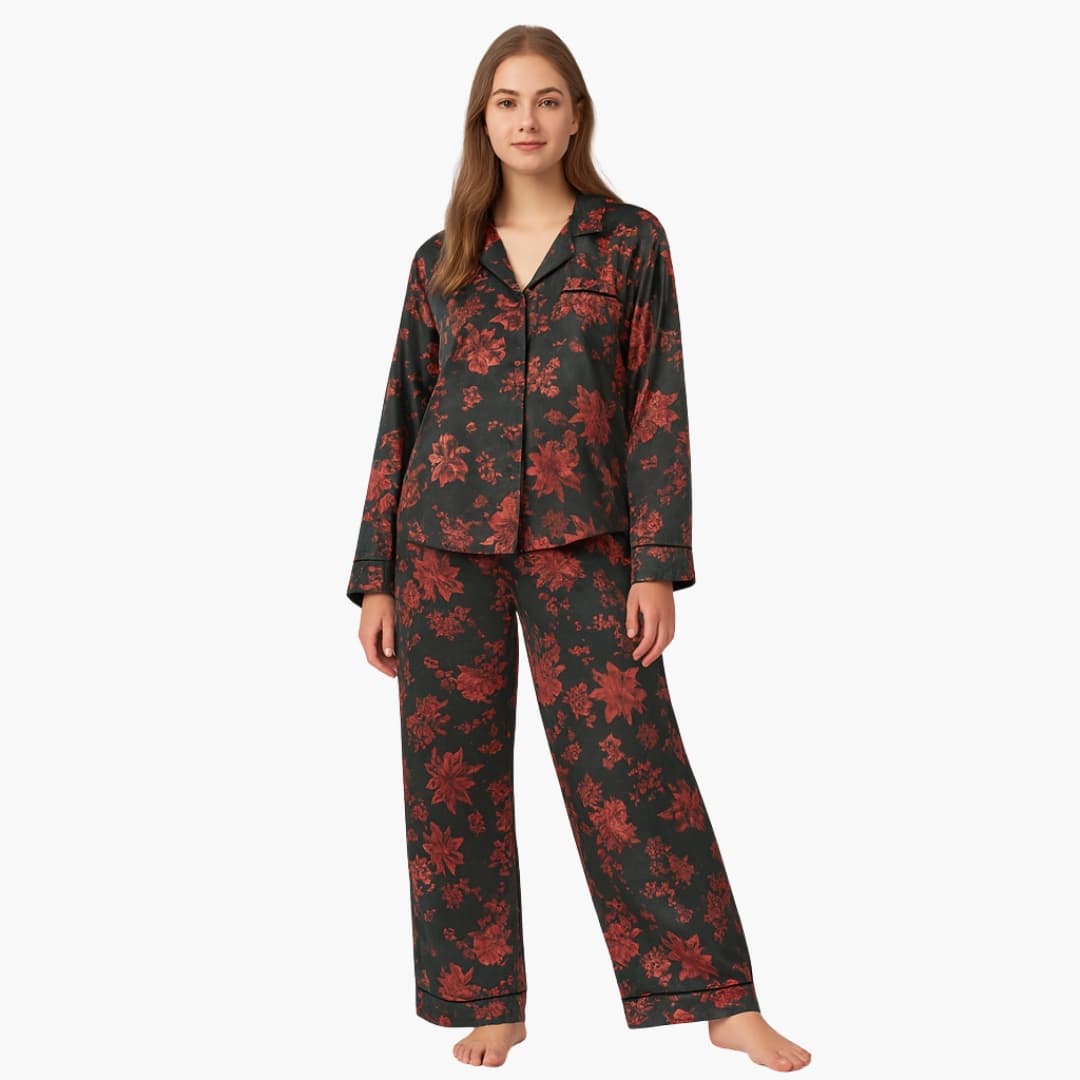 Pajama Set – Floral Shirt – Matching Pants