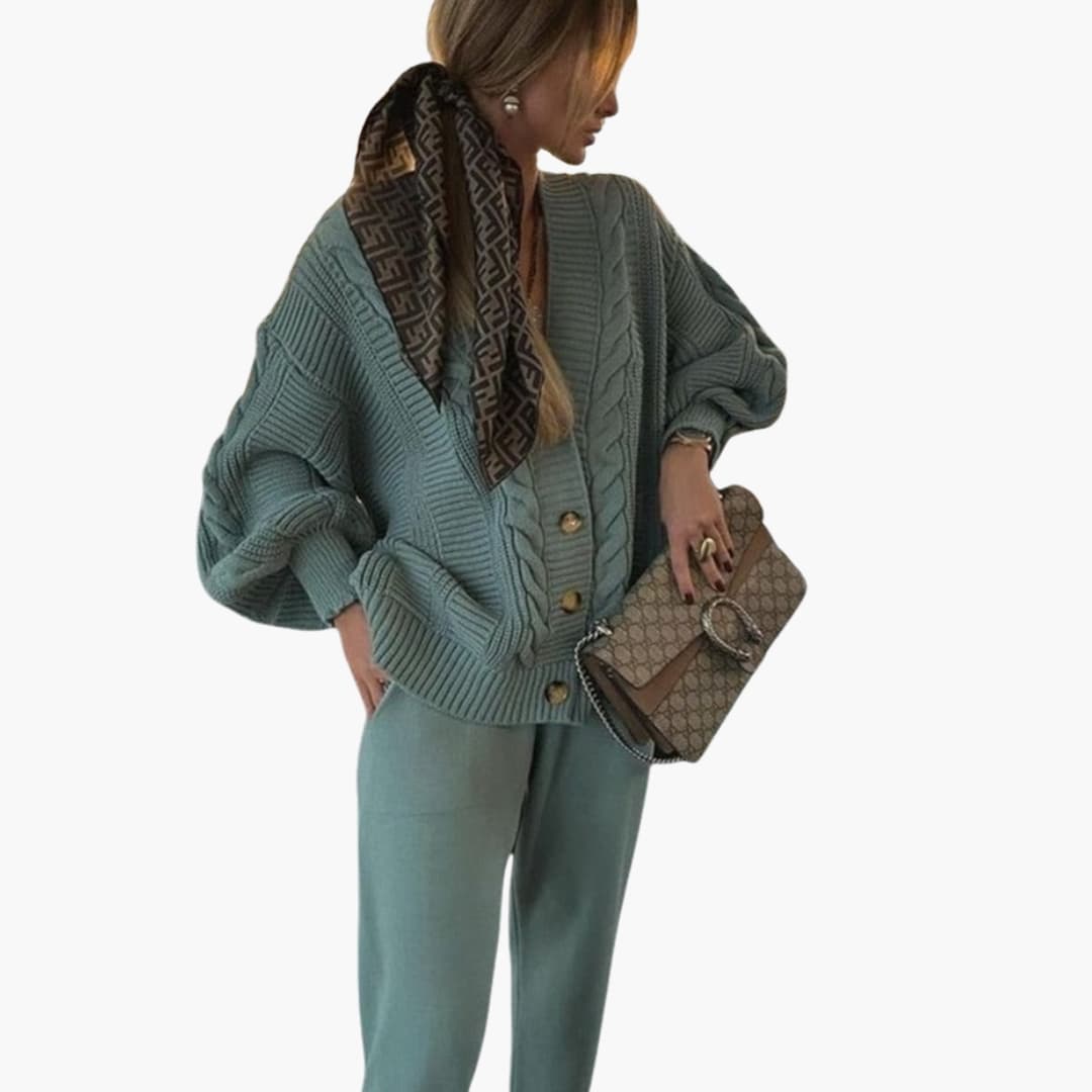 Two-Piece Knit Set – Cardigan and Bottoms