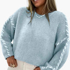 Knit Sweater – Round Neck – Contrast Seams