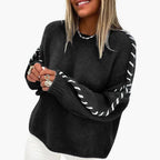 Knit Sweater – Round Neck – Contrast Seams
