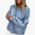 Knit Sweater – Round Neck – Contrast Seams