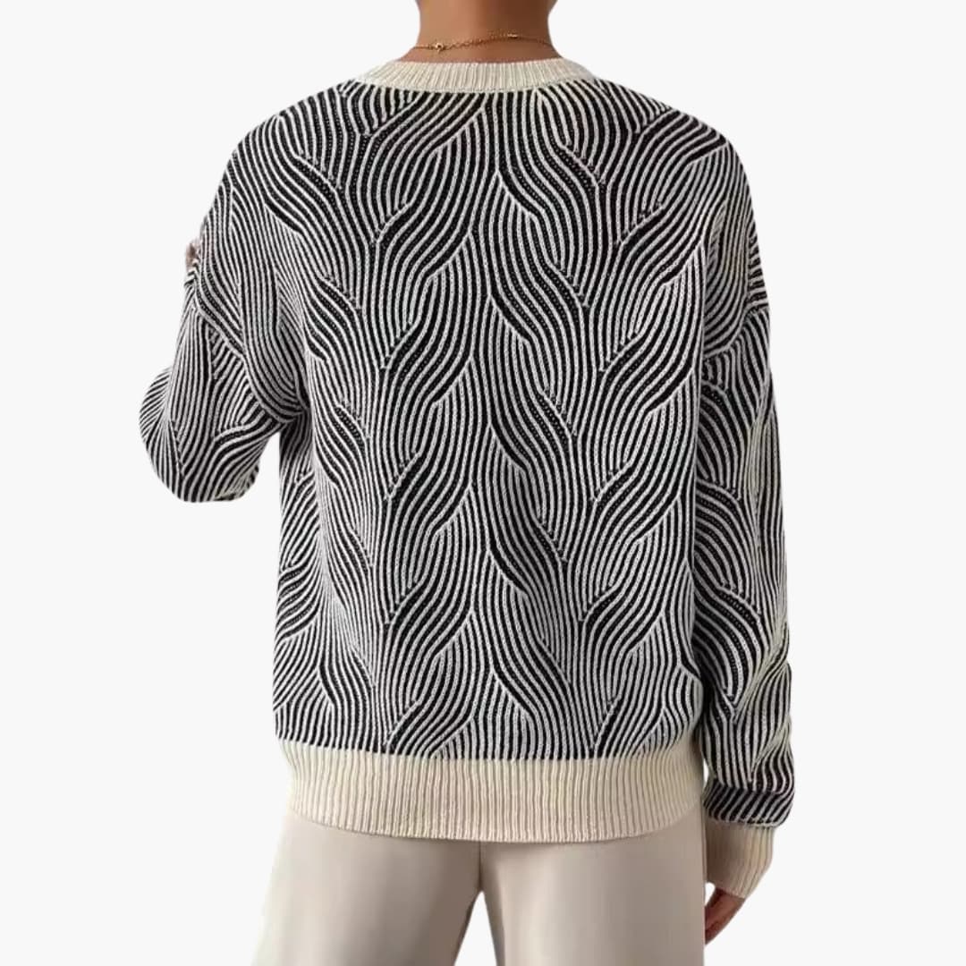 Women's Knitted Sweater with Patterned Surface