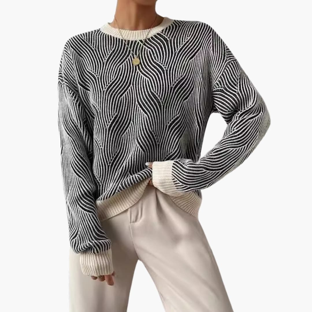 Women's Knitted Sweater with Patterned Surface