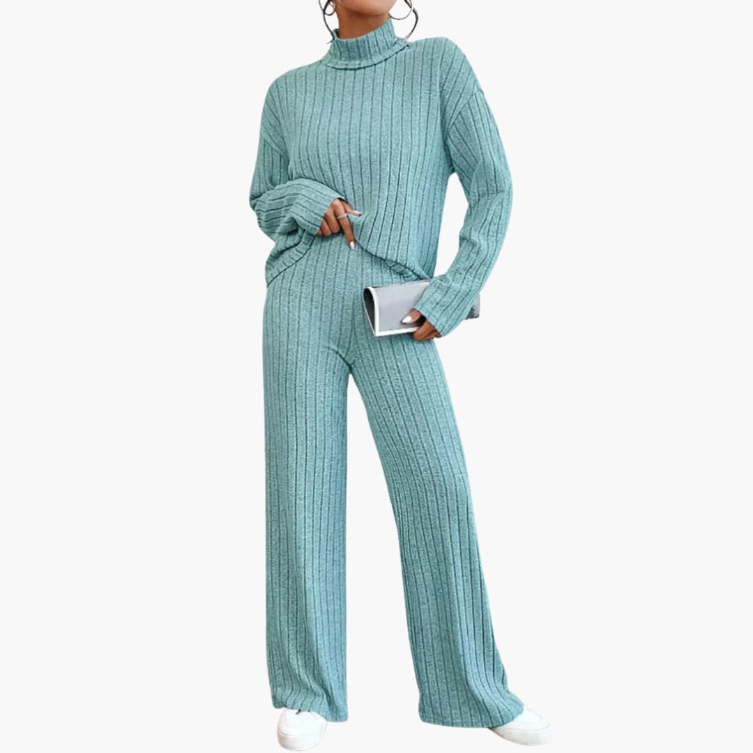 Knit Two-Piece Set – Ribbed Sweater and Pants