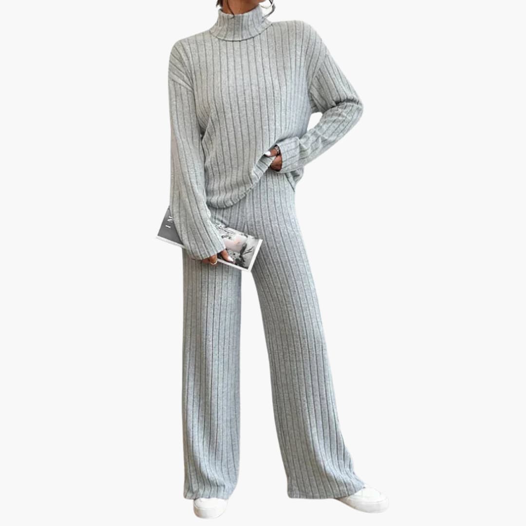 Knit Two-Piece Set – Ribbed Sweater and Pants
