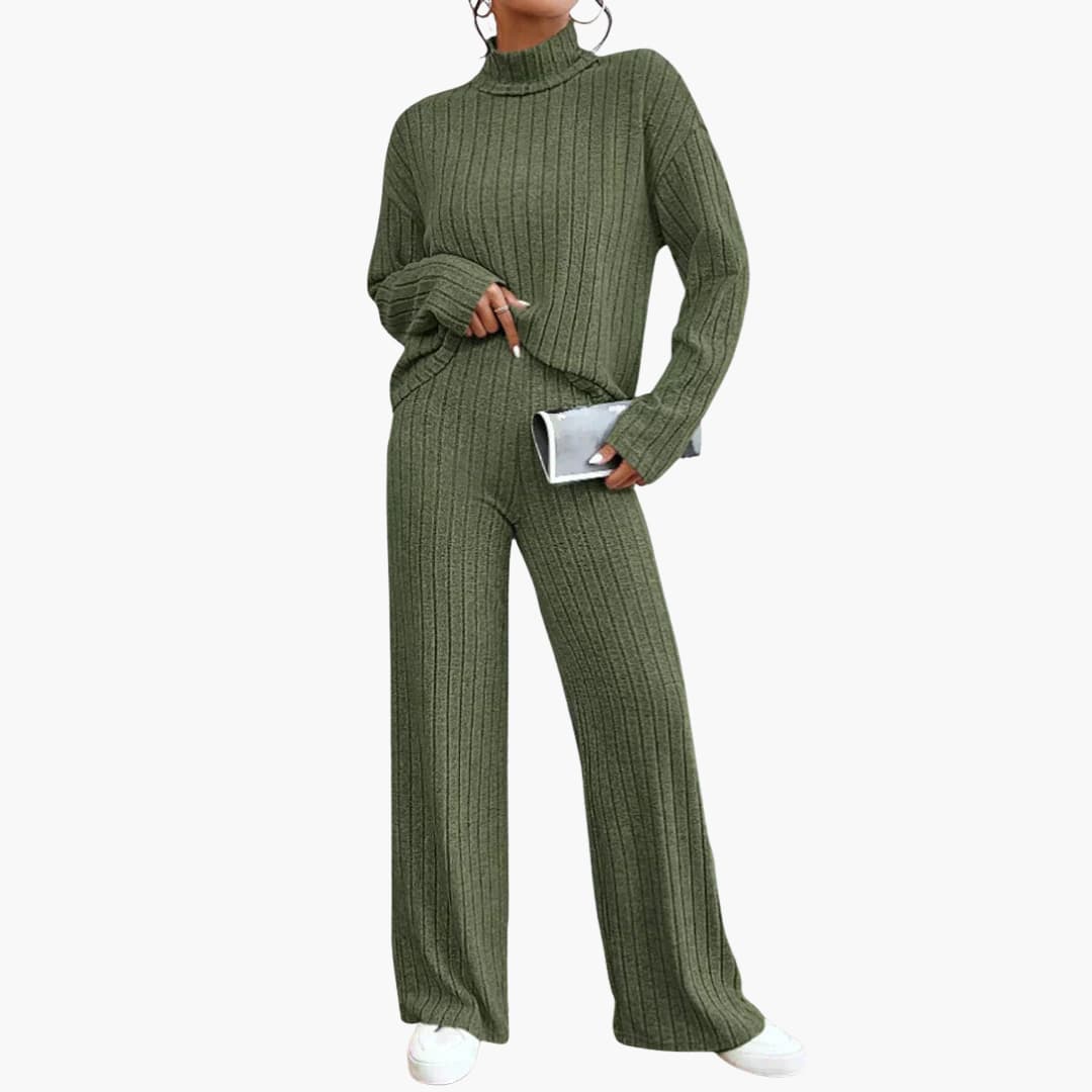 Knit Two-Piece Set – Ribbed Sweater and Pants