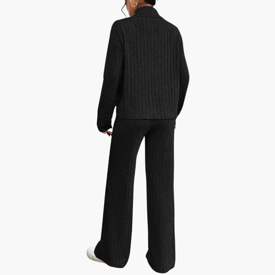 Knit Two-Piece Set – Ribbed Sweater and Pants