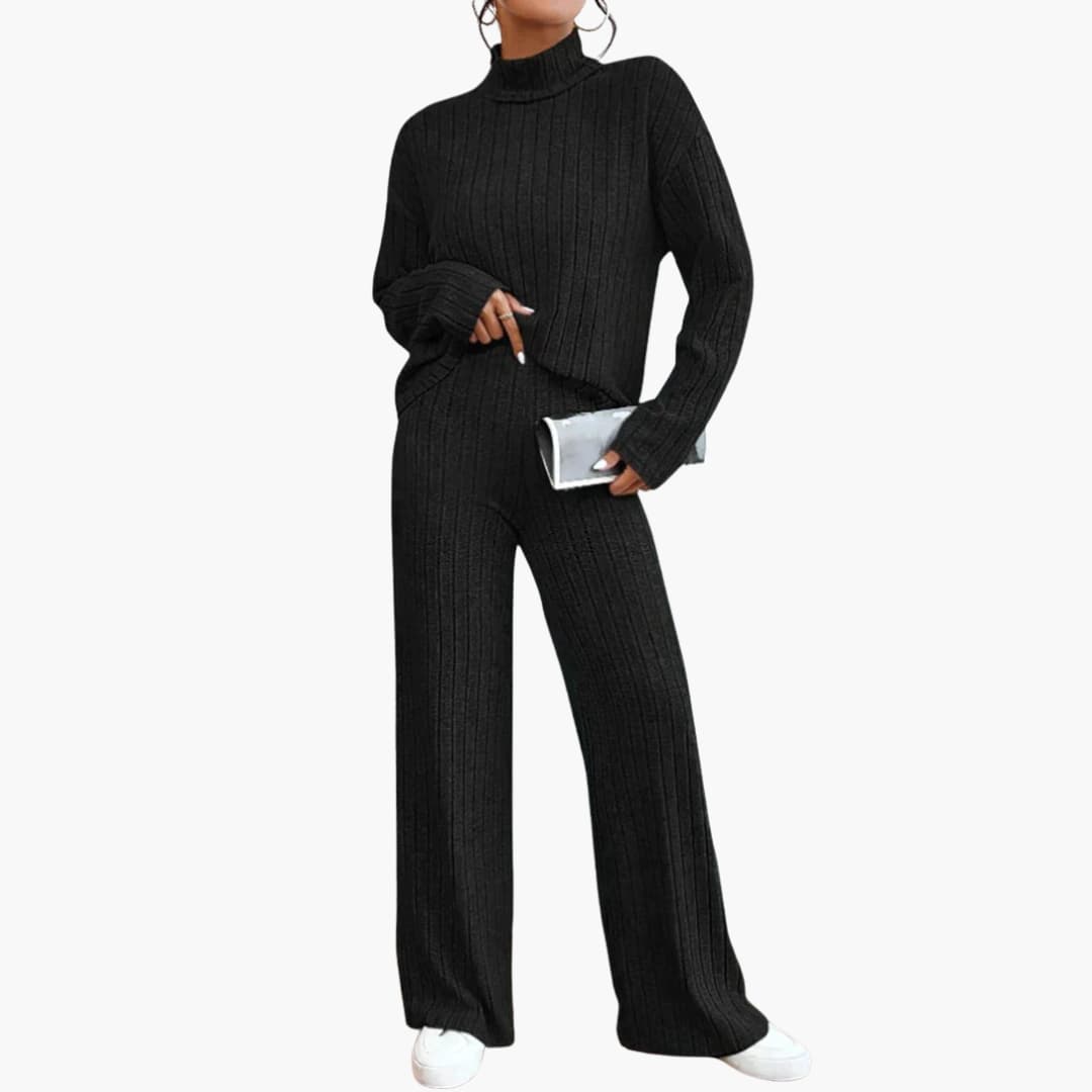 Knit Two-Piece Set – Ribbed Sweater and Pants