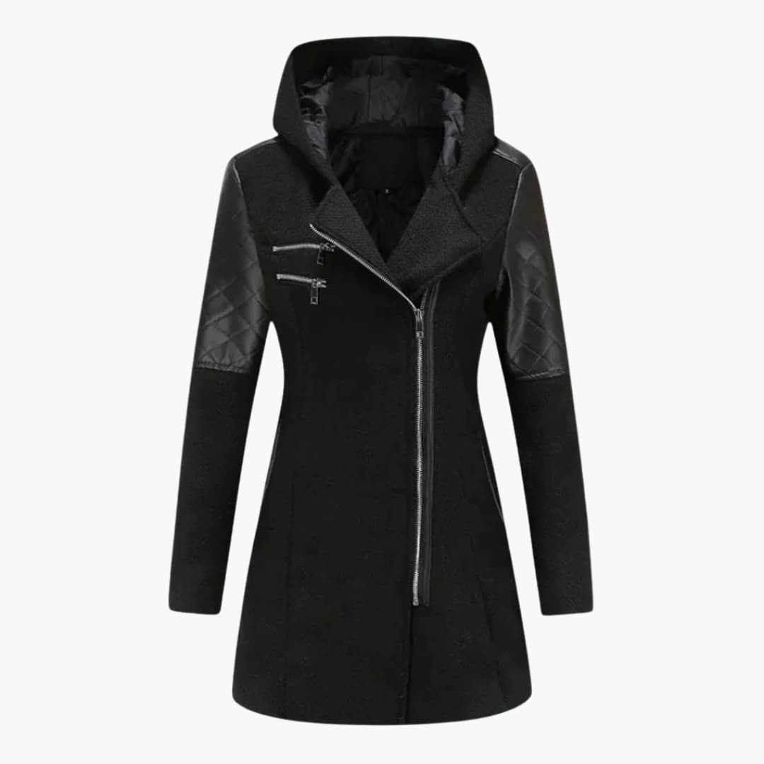 Women's Coat with Hood and Zipper