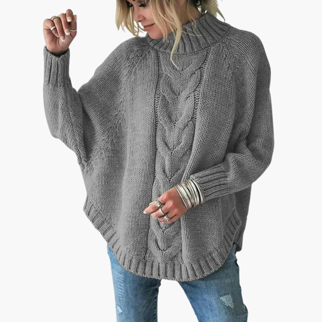 Women's Sweater with Round Neck and Long Sleeves