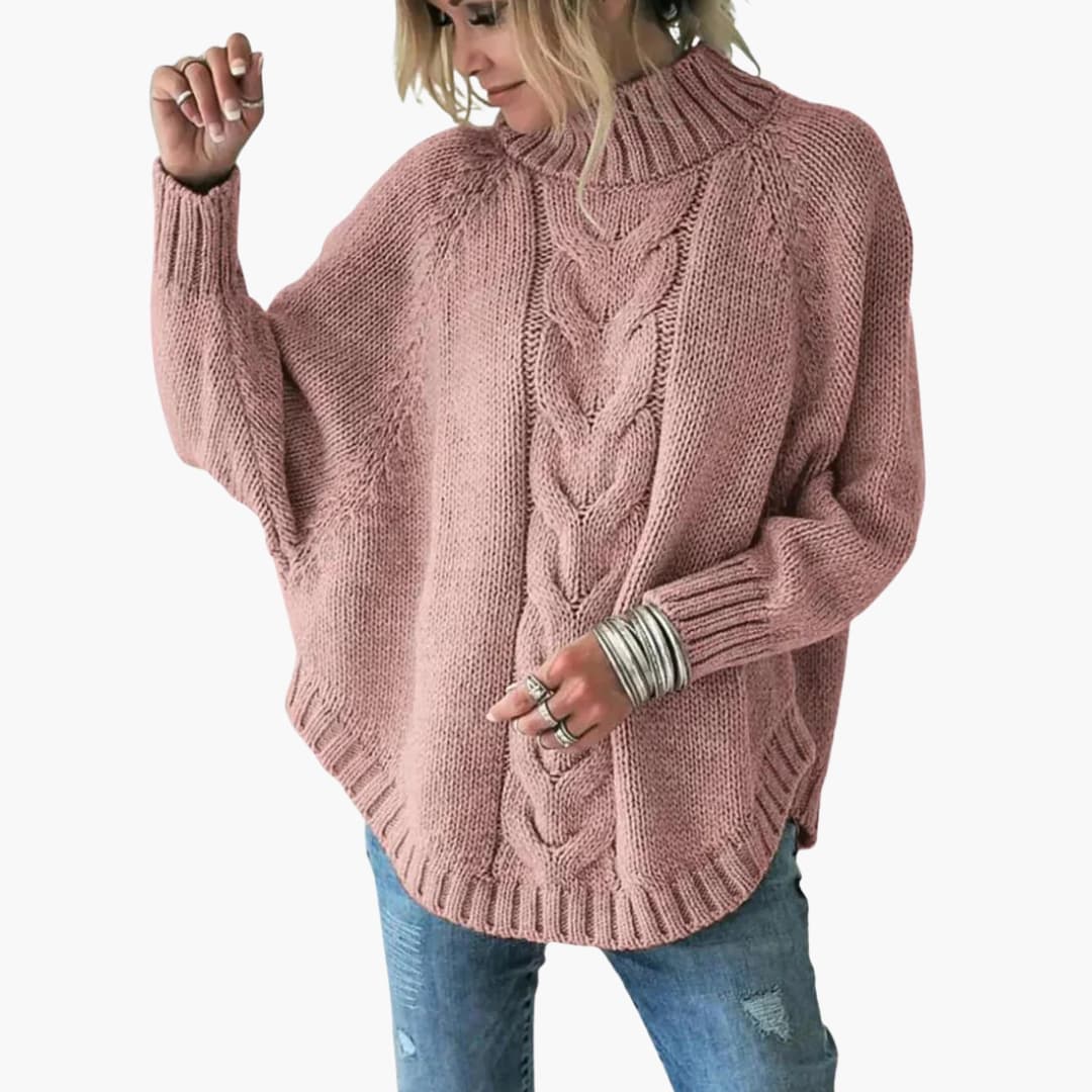 Women's Sweater with Round Neck and Long Sleeves