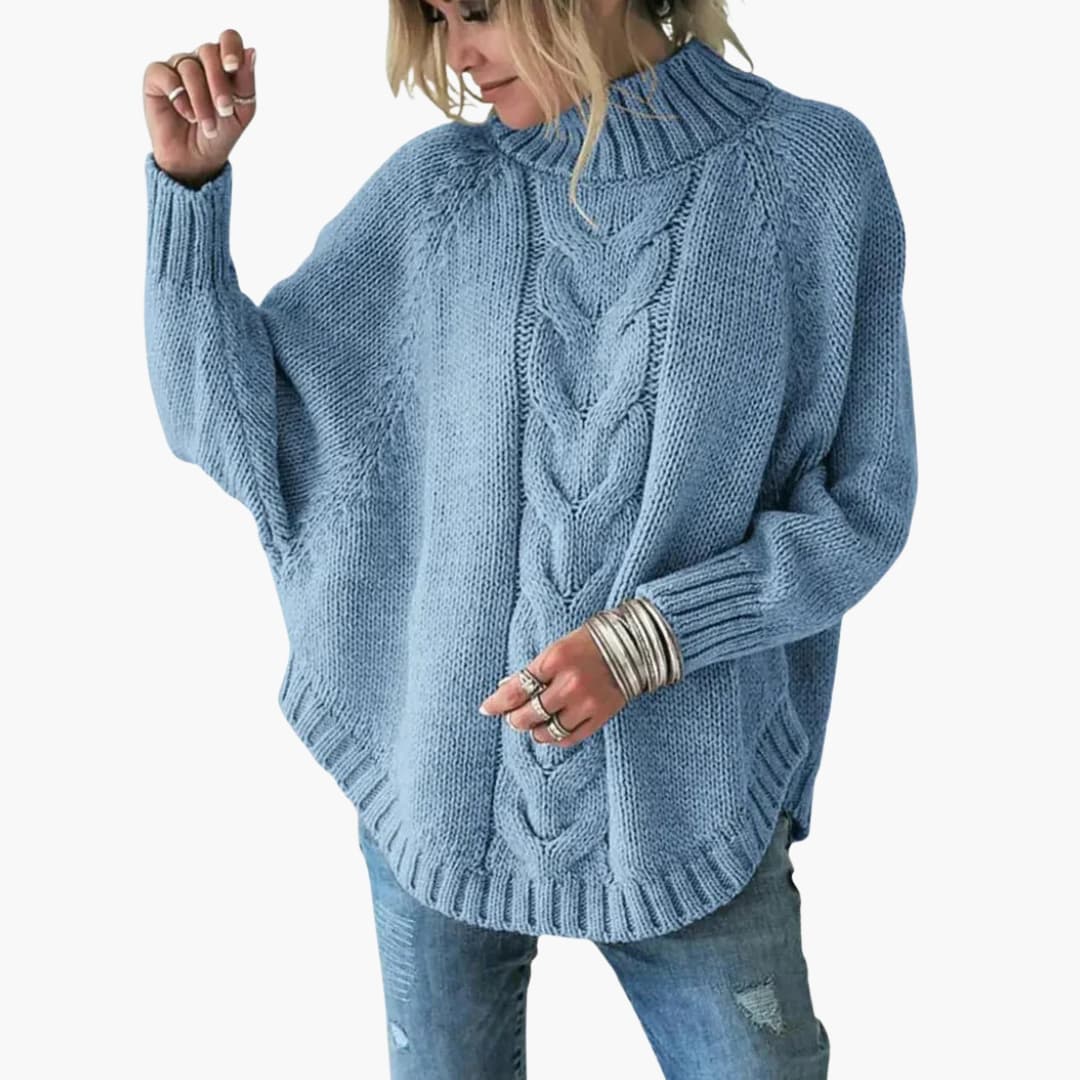 Women's Sweater with Round Neck and Long Sleeves