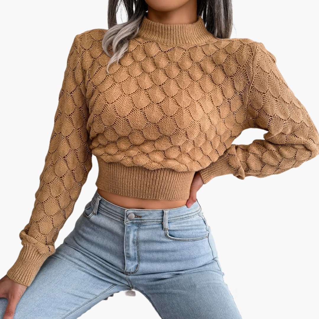 Women's Sweater with Round Neck and Long Sleeves