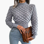 Women's Sweater with Round Neck and Long Sleeves