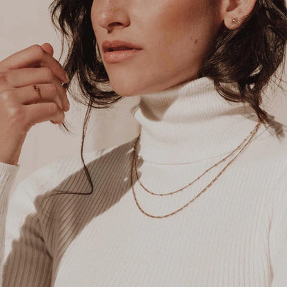 Gold Plated Beaded Chain Necklace – Delicate Minimalist Layer Design