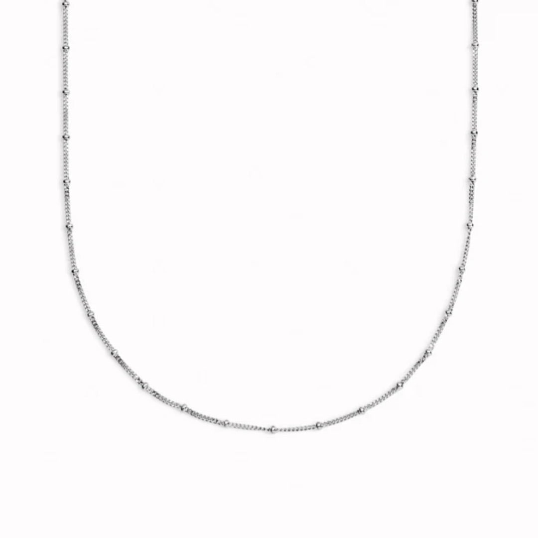Gold Plated Beaded Chain Necklace – Delicate Minimalist Layer Design