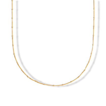 Gold Plated Beaded Chain Necklace – Delicate Minimalist Layer Design