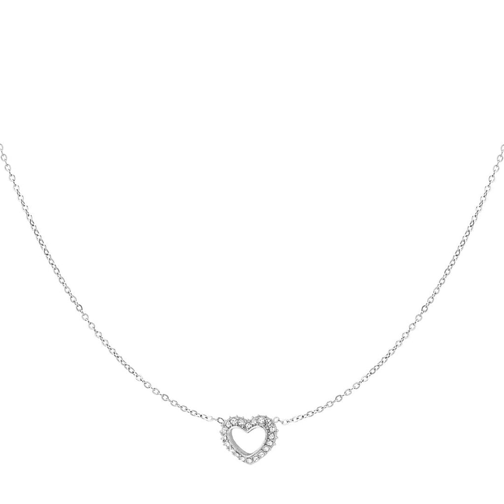 Diamond Heart Necklace Silver – Classic Sparkling Heart Pendant Jewelry