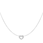 Diamond Heart Necklace Silver – Classic Sparkling Heart Pendant Jewelry
