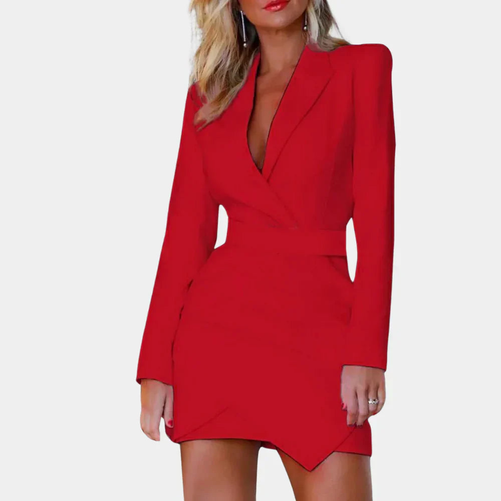 Women Blazer Open Front Deep V-Neck