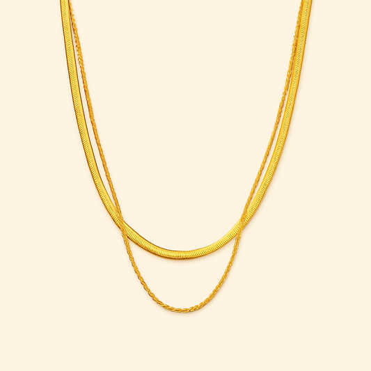 Triple Layer Gold-Tone Chain Necklace