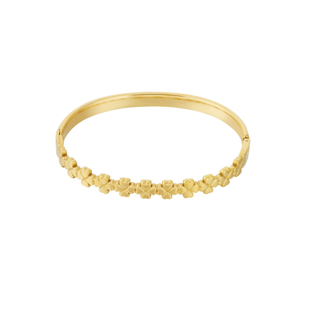 Floral Charm Bangle Bracelet Gold – Botanical-Inspired Cuff Jewelry
