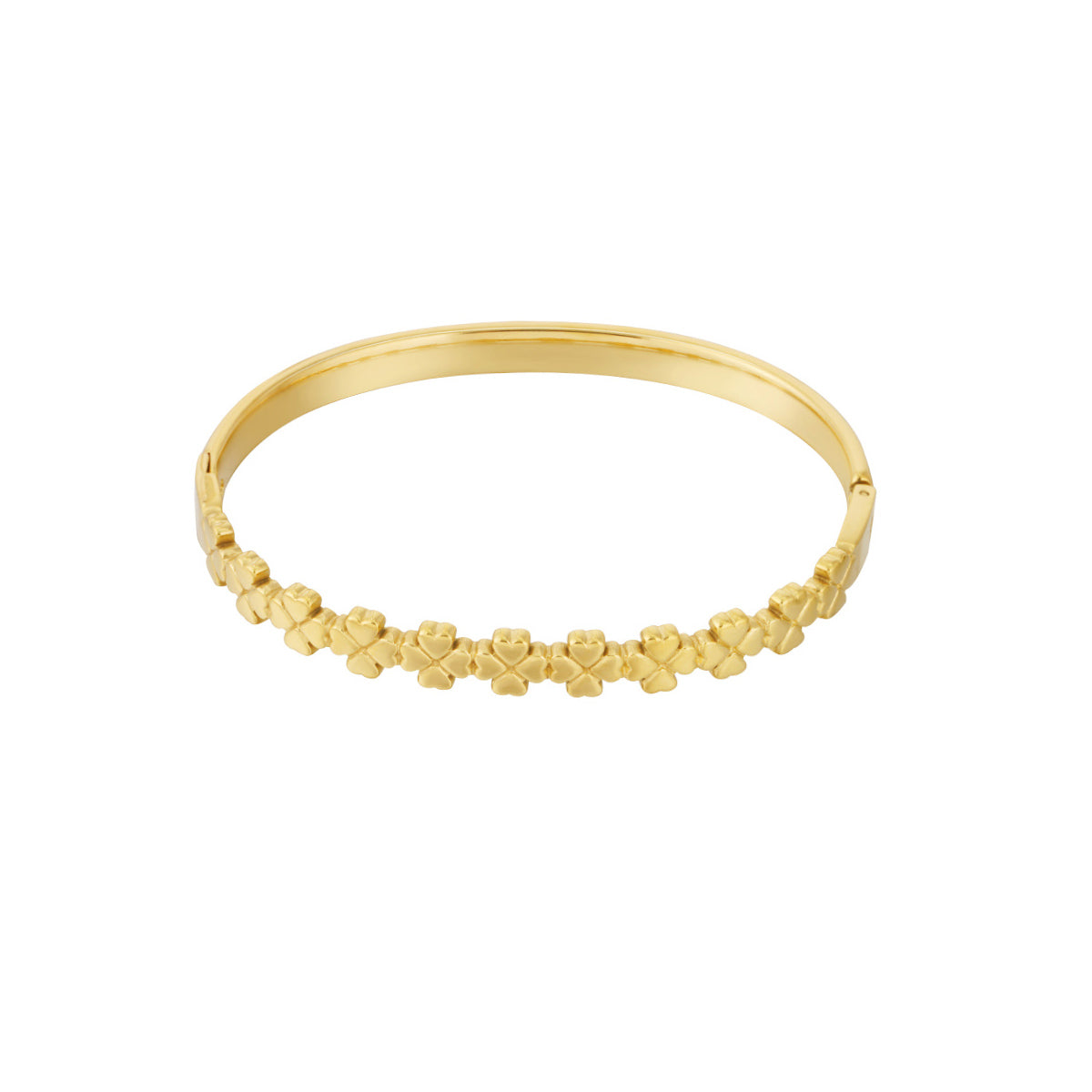 Floral Charm Bangle Bracelet Gold – Botanical-Inspired Cuff Jewelry