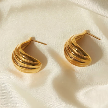 Gold Plated Sculpted Hoop Earrings – Bold Curved Statement Earrings for Women